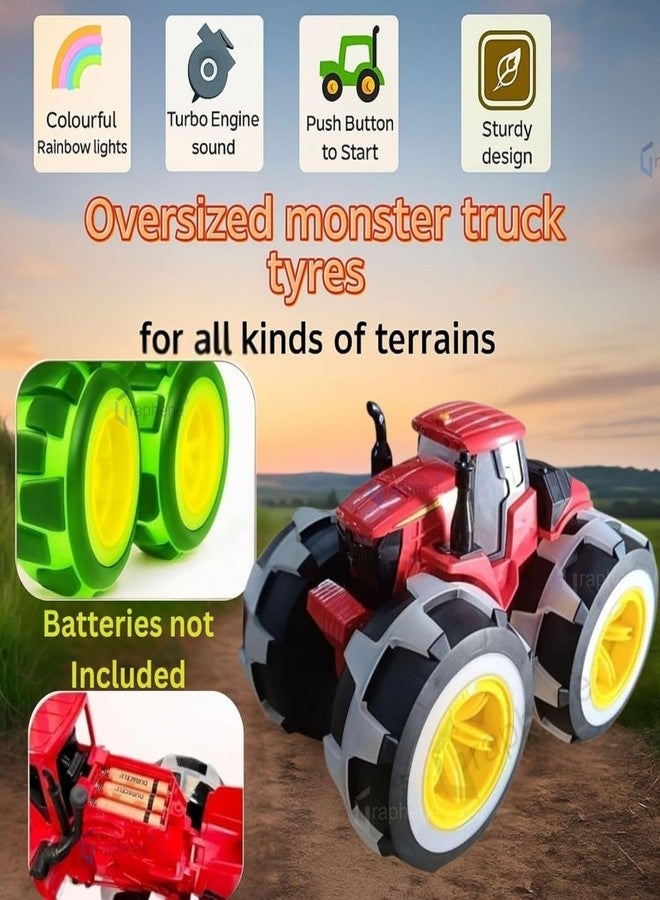 GRAPHENE Big Size Tractor Toy Friction-Powered Agricultural Vehicle with Flashing LED Wheels Music & Realistic Sounds Light-Up Monster Truck for Toddlers Gift for 1-5 Year Kids Boys Girl - Image 5
